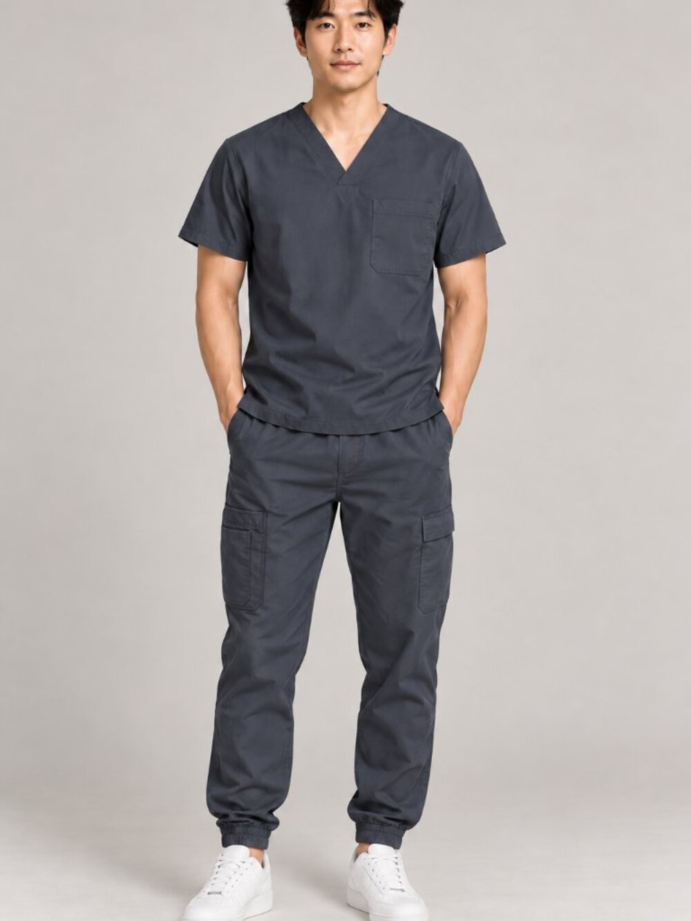 Movement by Butter-Soft Men’s Pewter Gray Scrub Set M Jogger V-Neck